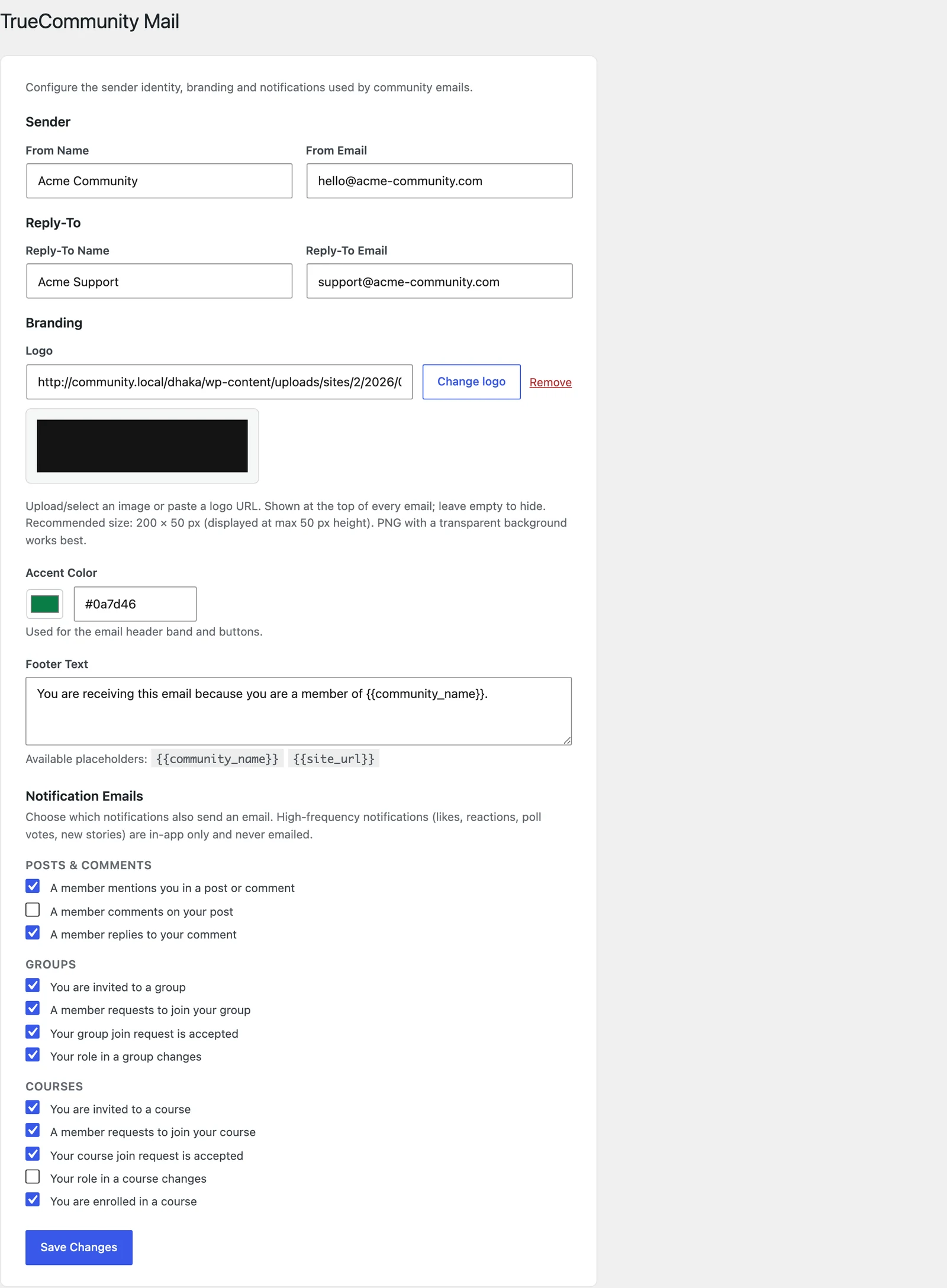 The Mail screen