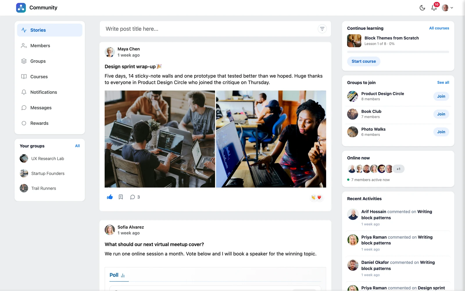 Like, bookmark and comment buttons under a post