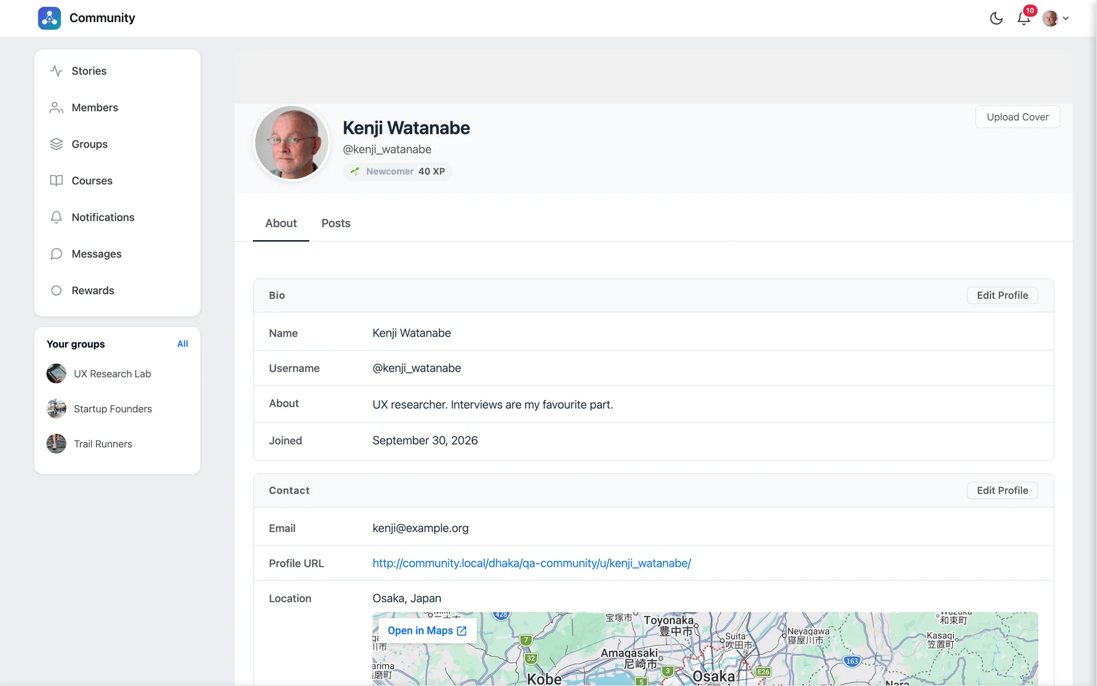 A member profile